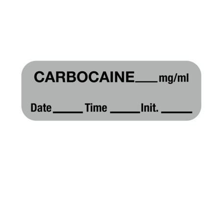 Nevs Label, Carbocaine 1/2" x 1-1/2" Gray w/Black LANT-3082D